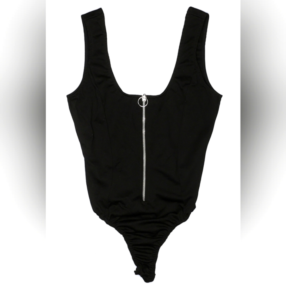 Missguided Black Zip-Up  Tank Top Bodysuit